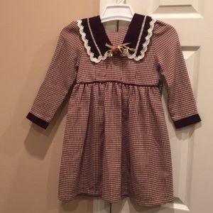 Cupid dress with velvet trim and matching hat